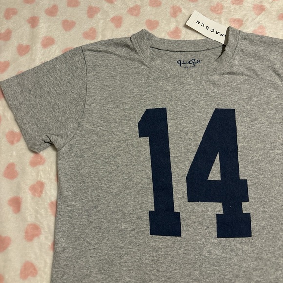 Brandy Melville John Galt 14 tshirt grey and navy blue NWT - Picture 2 of 2